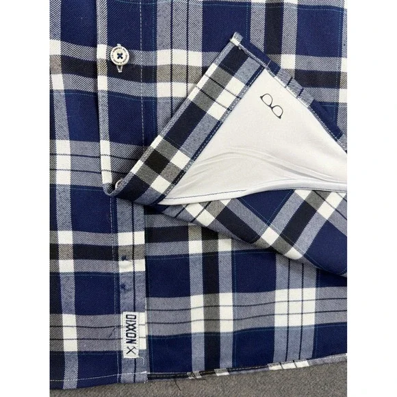 Dixxon Flannel Co The Crabber Mens 5X Navy Blue Plaid D-Tech Button Up Shirt